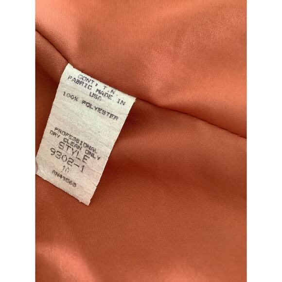 VICTOR COSTA VINTAGE ORANGE, YELLOW AND RED SEQUIN STRAPLESS DRESS 10 - Picture 9 of 10